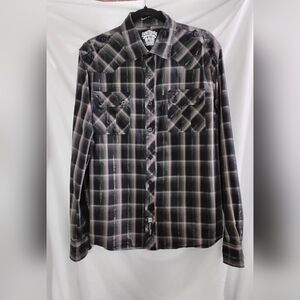 South Pole Premium Plaid Button Up Shirt Mens Size Large Long Sleeve